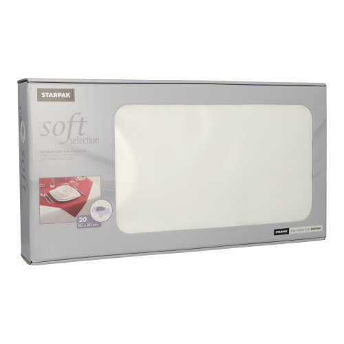 [82332] 5 x 20 Mitteldecken, stoffähnlich, Vlies "soft selection" 80 cm x 80 cm weiss
