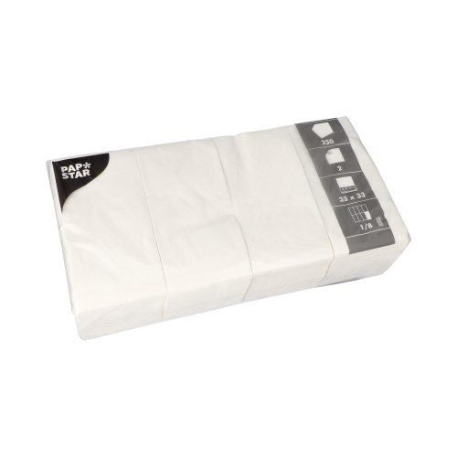 8 x 250 Servietten, 2-lagig 1/8-Falz 33 cm x 33 cm weiss