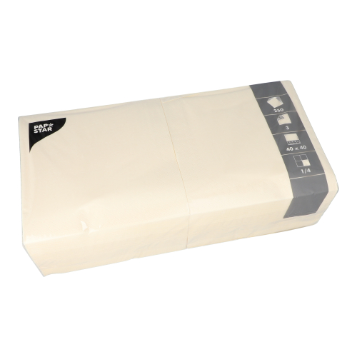 4 x 250 Servietten, 3-lagig 1/4-Falz 40 cm x 40 cm creme