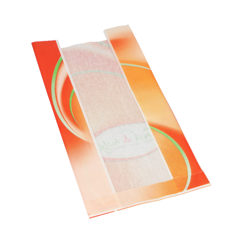 [82604] 1000 Sichtstreifenbeutel 33 cm x 16 cm x 8,7 cm weiss "Fresh & Tasty"