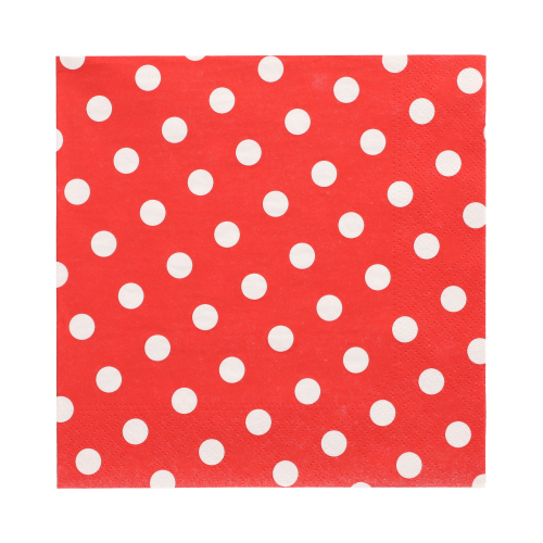 [82756] 12 x 30 Servietten, 3-lagig 1/4-Falz 33 cm x 33 cm rot "Dots"