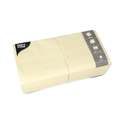 [82904] 10 x 500 Servietten, 1-lagig 1/4-Falz 33 cm x 33 cm creme
