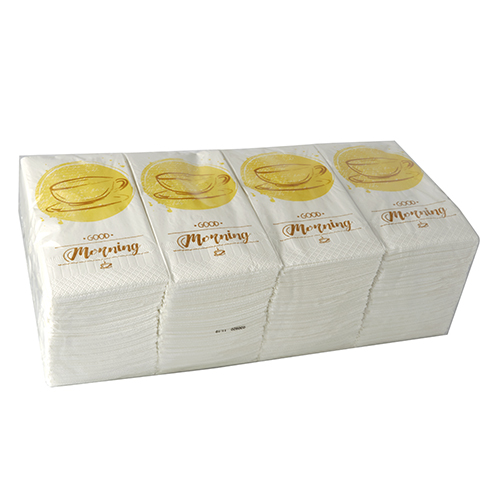 [82908] 4 x 250 Servietten, 3-lagig 1/8-Falz 33 cm x 33 cm "Good Morning"