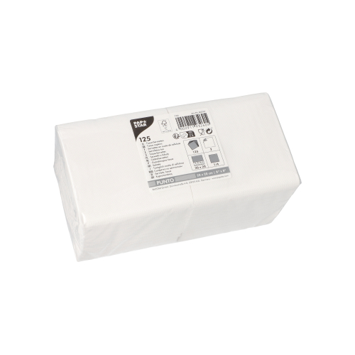 [84337] 16 x 125 Servietten, 2-lagig "PUNTO" 1/4-Falz 20 cm x 20 cm weiss