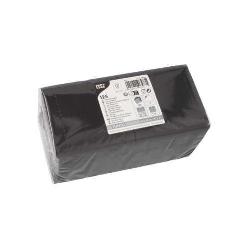 [84345] 16 x 125 Servietten, 2-lagig "PUNTO" 1/4-Falz 20 cm x 20 cm schwarz