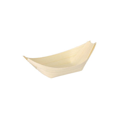 [84414] 10 x 50 Fingerfood - Schalen, Holz "pure" 11 cm x 6,5 cm "Schiffchen"
