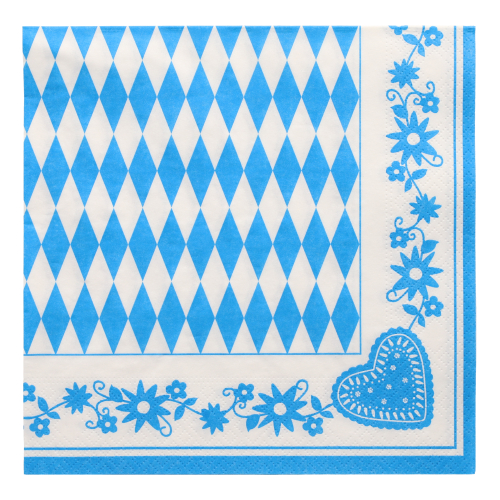 8 x 50 Servietten, 3-lagig 1/4-Falz 40 cm x 40 cm "Bayrisch Blau"