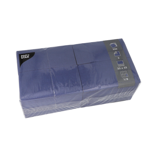 4 x 250 Servietten, 3-lagig 1/8-Falz 33 cm x 33 cm dunkelblau