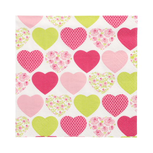 [84740] 10 x 20 Servietten, 3-lagig 1/4-Falz 33 cm x 33 cm "Sweetheart"
