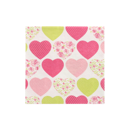 14 x 20 Servietten, 3-lagig 1/4-Falz 25 cm x 25 cm "Sweetheart"