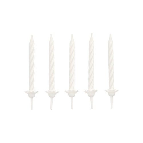 10 x 24 Geburtstagskerzen mit Halter 6 cm weiss