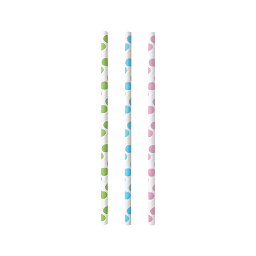 20 x 25 Trinkhalme, Papier Ø 6 mm · 20 cm farbig sortiert "Dots"
