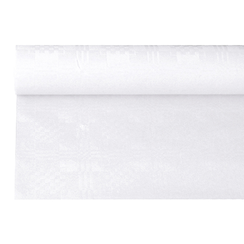 12 x Papiertischtuch mit Damastprägung 6 m x 1,2 m weiss