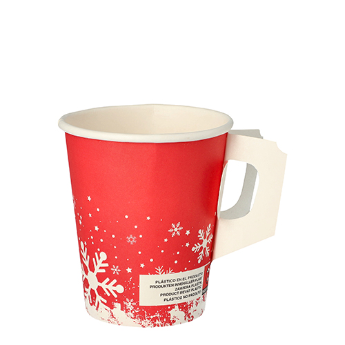 [85494] 20 x 50 Trinkbecher mit Henkel, Pappe 0,2 l Ø 8 cm · 9,3 cm "Winter Time"