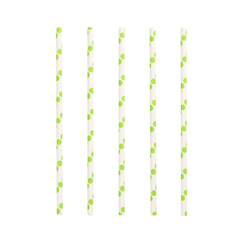10 x 100 Trinkhalme, Papier Ø 6 mm · 20 cm "green Dots"