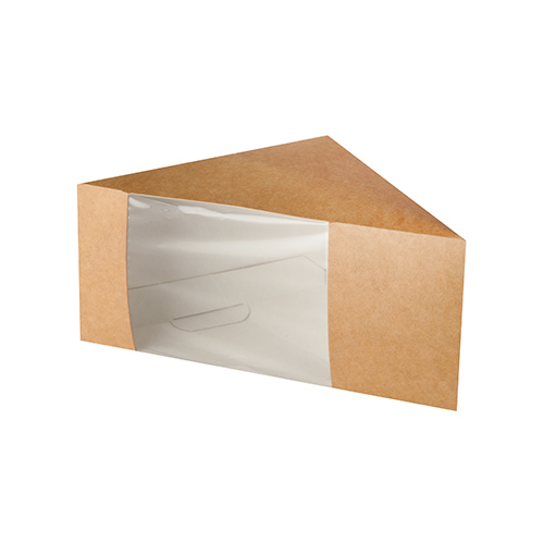 10 x 50 Sandwichboxen, Pappe mit Sichtfenster aus PLA 12,3 cm x 12,3 cm x 8,2 cm braun