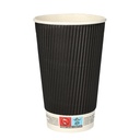 20 x 25 Trinkbecher, Pappe "To Go" 0,4 l Ø 9 cm · 13,7 cm schwarz Ripple Wall