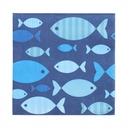 10 x 20 Servietten, 3-lagig 1/4-Falz 33 cm x 33 cm "Blue Fish"