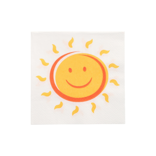 [86387] 14 x 20 Servietten, 3-lagig 1/4-Falz 25 cm x 25 cm "Here comes the Sun"