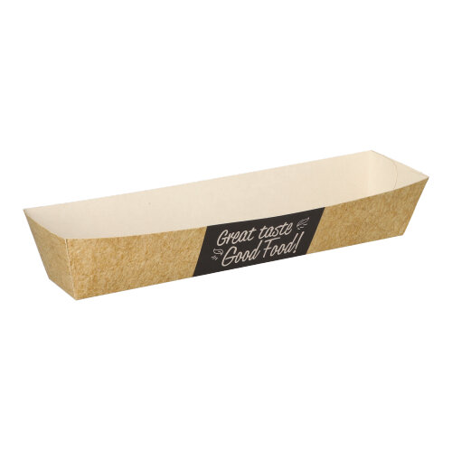 [86631] 14 x 50 Snacktrays, Pappe "pure" 3,5 cm x 3,3 cm x 18,5 cm "Good Food"
