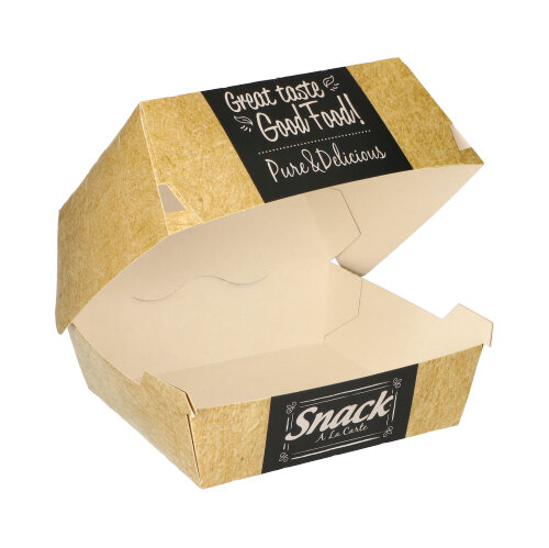 [86633] 8 x 50 Burgerboxen, Pappe "pure" 7,8 cm x 11,5 cm x 11 cm "Good Food" groß