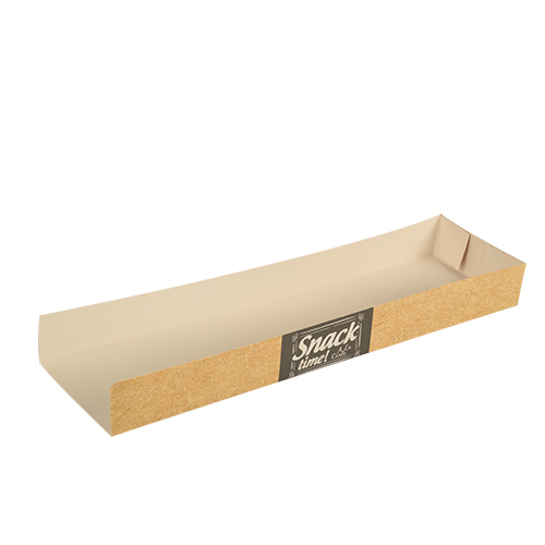 15 x 50 Snacktrays, Pappe "pure" 3 cm x 7,5 cm x 28,5 cm "Good Food"
