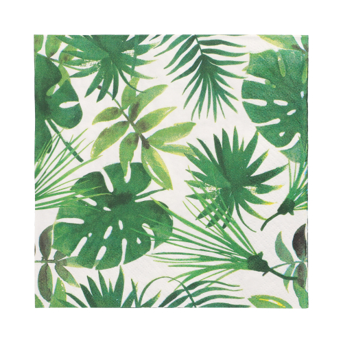 [86705] 10 x 20 Servietten, 3-lagig 1/4-Falz 33 cm x 33 cm "Monstera"