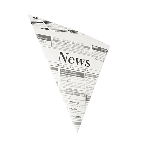 [86724] 5 x 300 Spitztüten, Pergament-Ersatz 32,5 cm x 23 cm x 23 cm "Newsprint" Füllinhalt 250 g, fettdicht