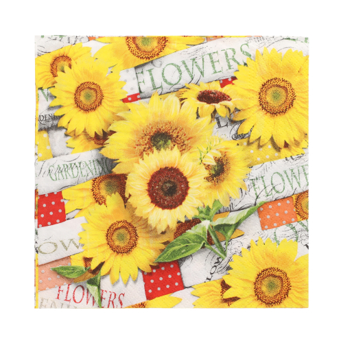 10 x 20 Servietten, 3-lagig 1/4-Falz 33 cm x 33 cm "Sunflower Field"