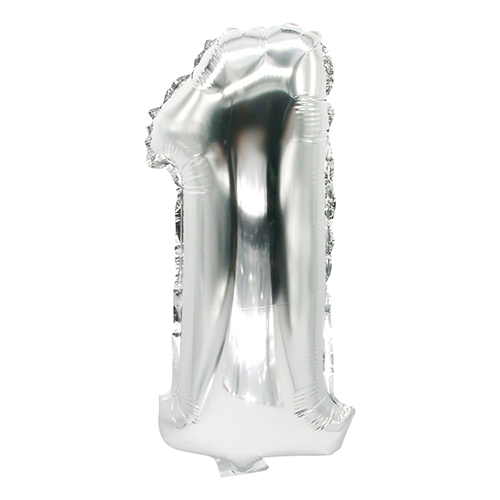 24 x Folienluftballon 35 cm x 20 cm silber "1"