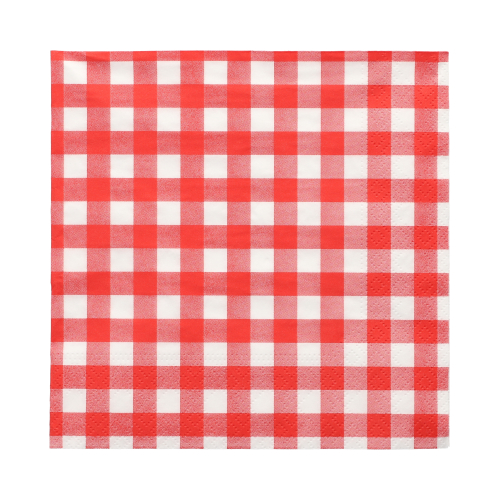 [87102] 6 x 100 Servietten, 3-lagig 1/4-Falz 33 cm x 33 cm rot "Vichy Karo"