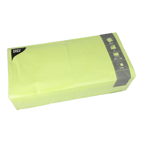 [87228] 4 x 250 Servietten, 3-lagig 1/4-Falz 40 cm x 40 cm limonengrün