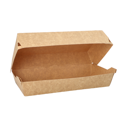 [87249] 7 x 25 Baguetteboxen, Pappe "pure" 7,5 cm x 10,7 cm x 22 cm braun "100% Fair" groß