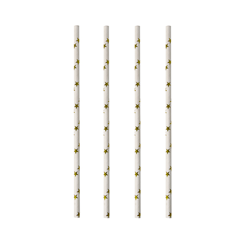 [87515] 10 x 100 Trinkhalme, Papier Ø 6 mm · 20 cm "Stars"