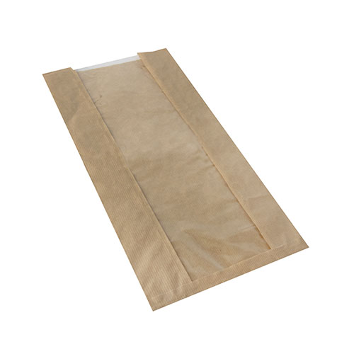 [87523] 1000 Sichtstreifenbeutel mit PLA-Fenster "pure" 47 cm x 20 cm x 9 cm braun