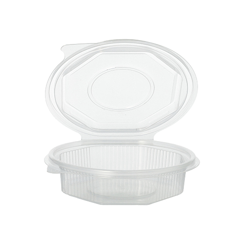 [87605] 10 x 50 Verpackungsbecher mit Klappdeckeln, PP 8-eckig 250 ml 2,8 cm x 11 cm x 11 cm transparent
