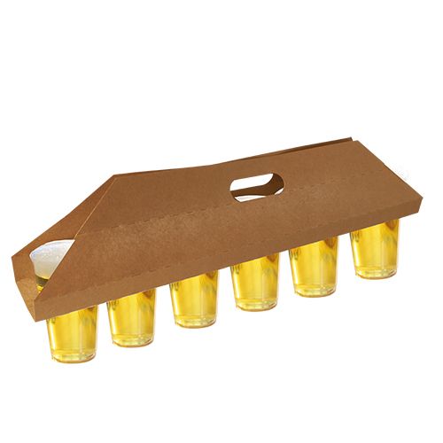 5 x 30 Tragetabletts, Pappe "pure" 12 cm x 9,5 cm x 62 cm braun für 6 Trinkbecher