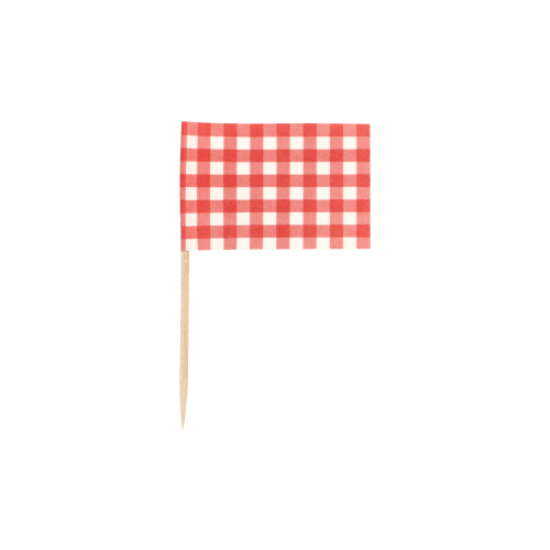 [87679] 10 x 200 Deko-Picker 8 cm rot "Vichy Karo"