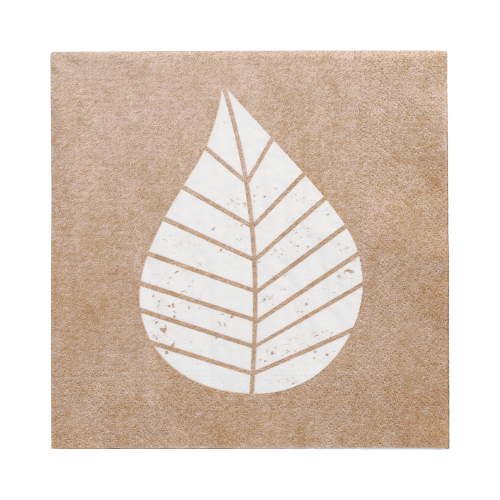 [87705] 10 x 20 Servietten, 3-lagig 1/4-Falz 33 cm x 33 cm natur "Graphic Leaves"