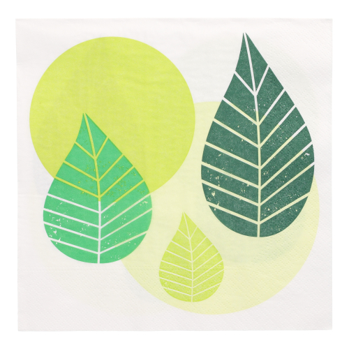 10 x 20 Servietten, 3-lagig 1/4-Falz 40 cm x 40 cm grün "Graphic Leaves"