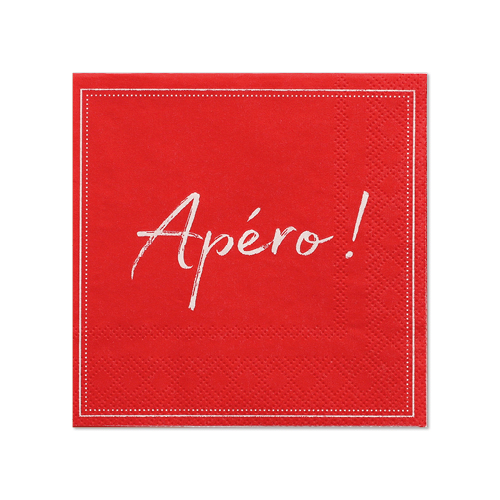 14 x 20 Servietten, 3-lagig 1/4-Falz 25 cm x 25 cm rot "Apero"