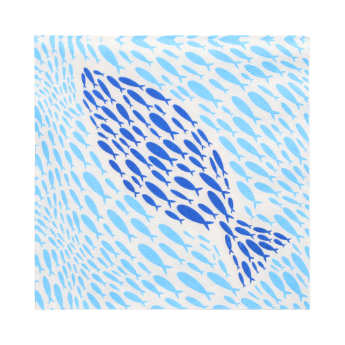 10 x 20 Servietten, 3-lagig 1/4-Falz 33 cm x 33 cm "Banc de Poissons"
