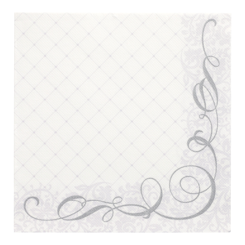 5 x 50 Servietten "ROYAL Collection" 1/4-Falz 40 cm x 40 cm silber "Megan"