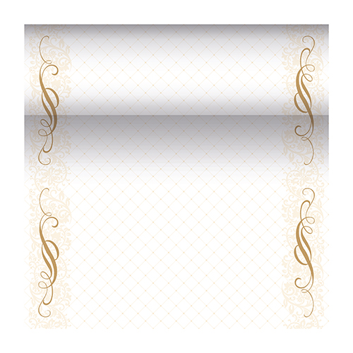[87736] 4 x Tischläufer, stoffähnlich, PV-Tissue Mix "ROYAL Collection" 24 m x 40 cm gold "Megan"