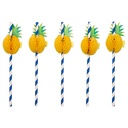 10 x 50 Trinkhalme, Papier Ø 6 mm · 20 cm blau/weiss "Pineapple"