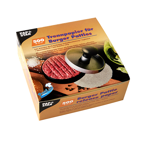 [87816] 16 x 500 Trennpapiere für Burger Patties Ø 13 cm weiss