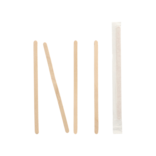 [87858] 10 x 1000 Rührstäbchen, Holz "pure" 14 cm x 6 mm einzeln gehüllt