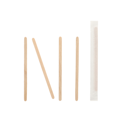 [87859] 10 x 1000 Rührstäbchen, Holz "pure" 11 cm x 5 mm einzeln gehüllt