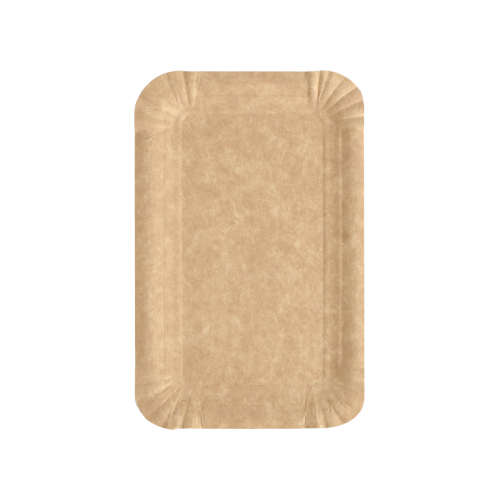 [87940] 8 x 250 Teller, Pappe "pure" eckig 10 cm x 16 cm braun