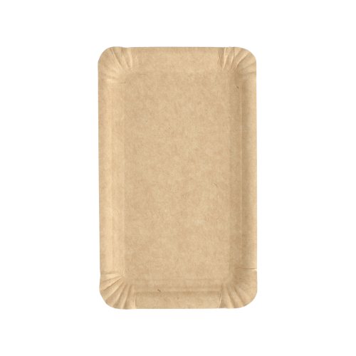 4 x 250 Teller, Pappe "pure" eckig 11 cm x 17,5 cm braun